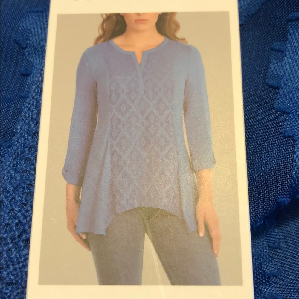 RXB NWT blue tunic top size medium lace inset CUTE